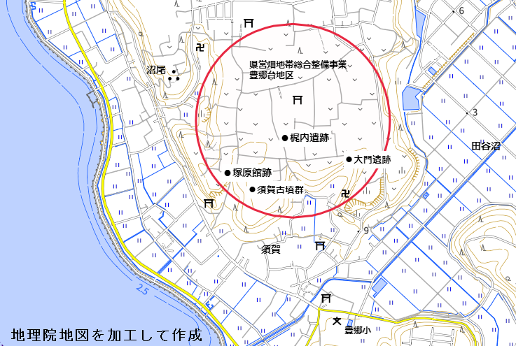 豊郷台地区発掘調査概略図