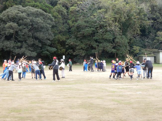 際頭囃子の全体練習の写真